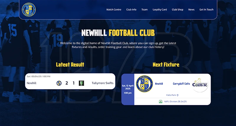 Newhill FC website screenshot
